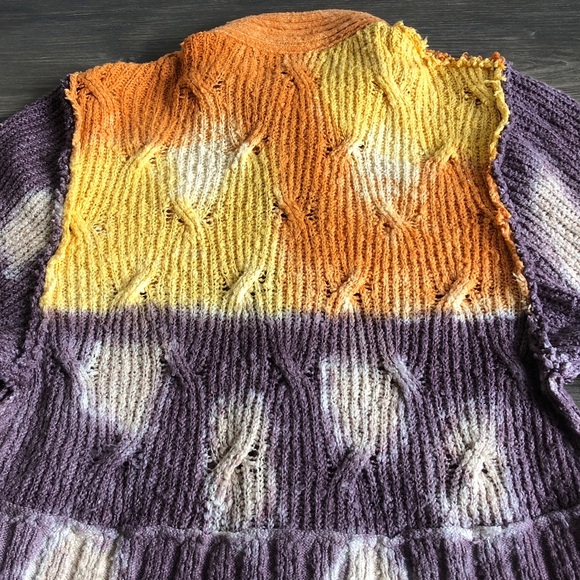 Free People Horizon Line Cardi Zip zip Cardigan Sweater Small Tie Dye - Picture 7 of 14